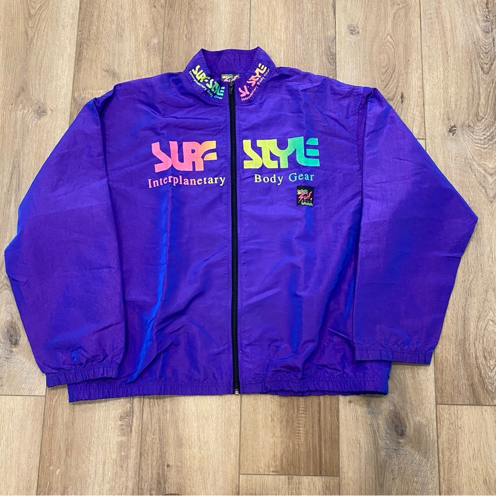 VTG! 90S! 🌟SURF STYLE🌟 SURFER ZIP UP WINDBREAKER JACKET PURPLE ONE SIZE